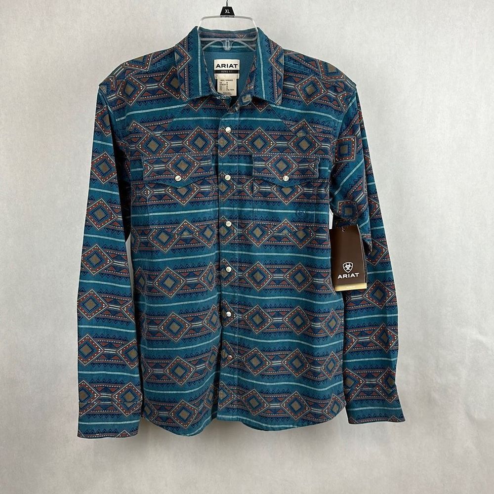 Ariat Teal Patterned Button-Down Shirt
